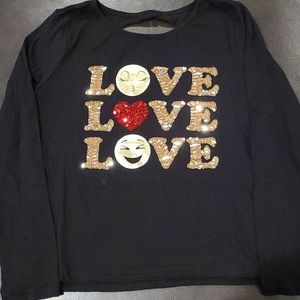 Girls Children Place Black Sequin Top - size 10